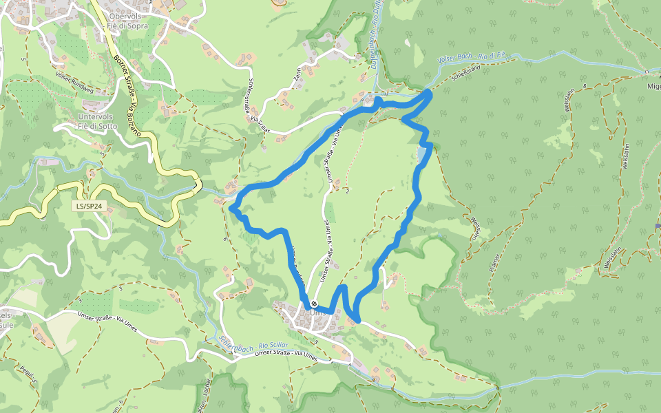 Umser Rundweg walking route map in Umes