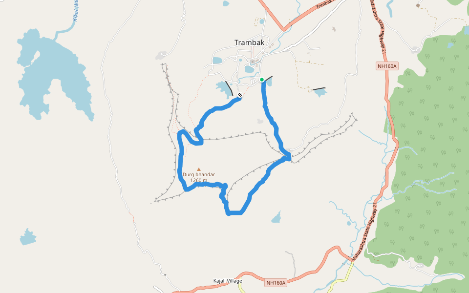 Durg bhandar walking route map in Trimbak