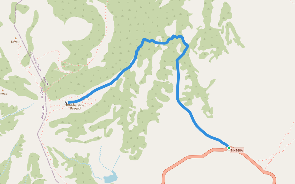 Bhaskargad trail walking route map in Nirgudpada