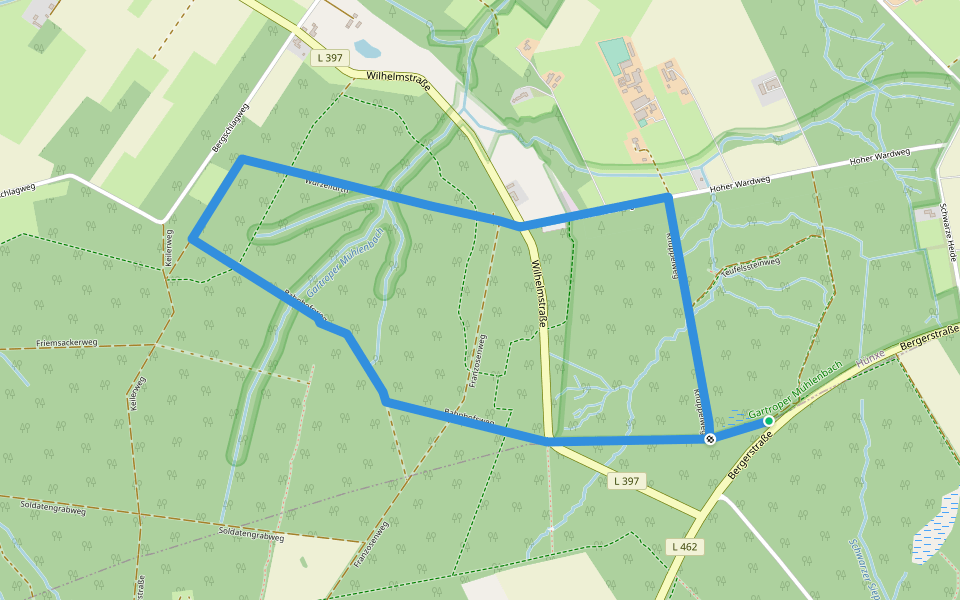 Hohe Wart Rundweg A2 walking route map in Dinslaken