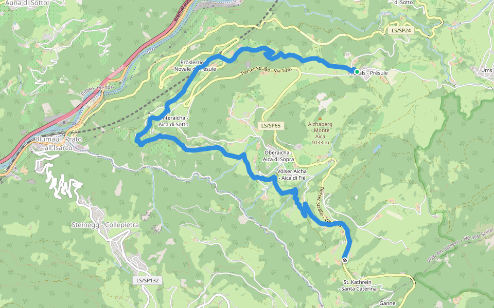 Völser Höfeweg walking route map in Presule