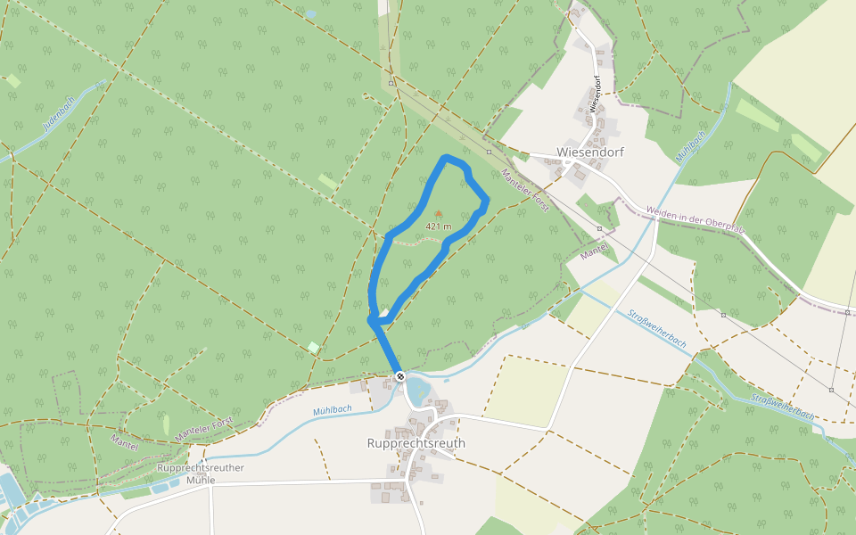 Rollstuhlwanderweg walking route map in Mantel