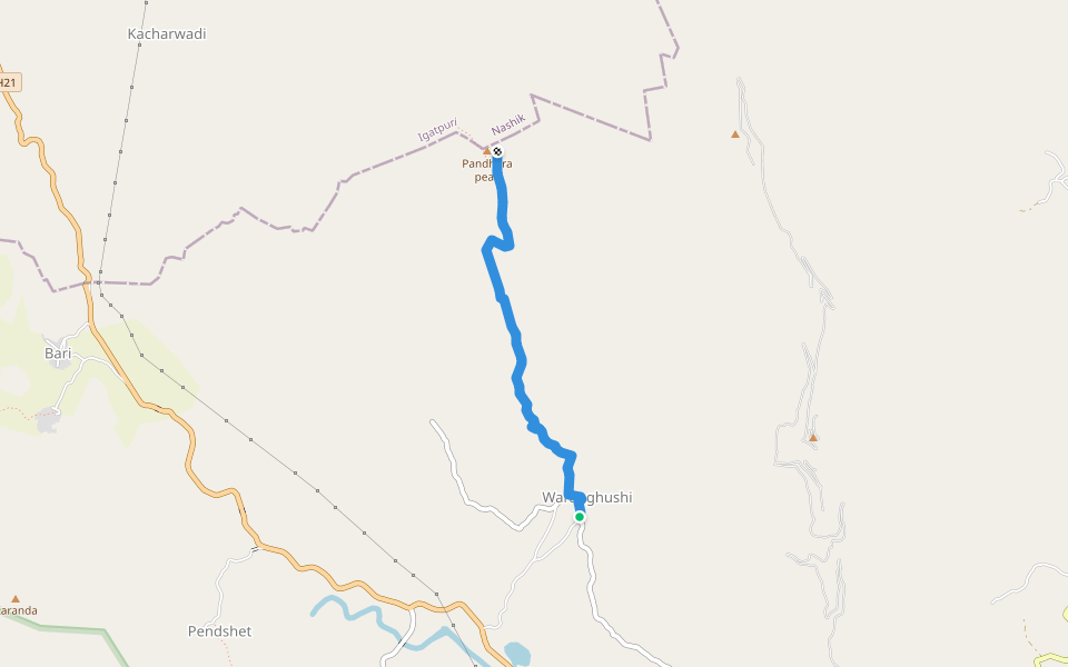 Pandhara peak walking route map in Waranghusi