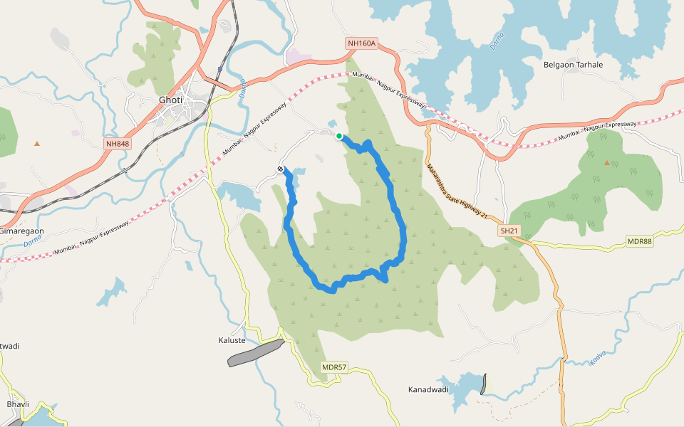 Mordhan fort walking route map in Khairgaon