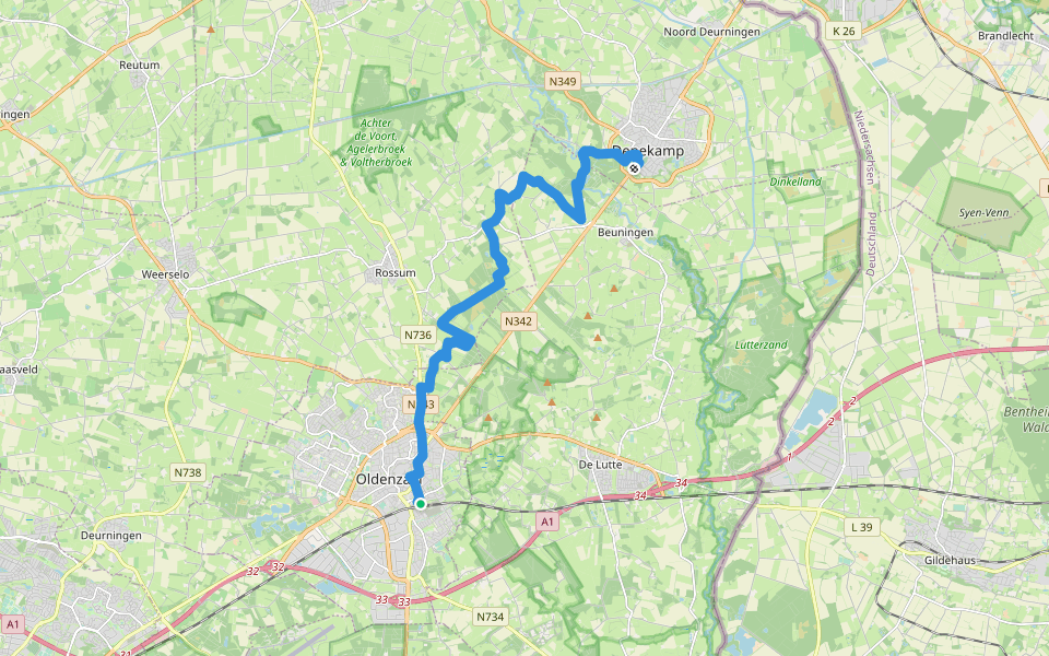 Trambaan walking route map in Oldenzaal