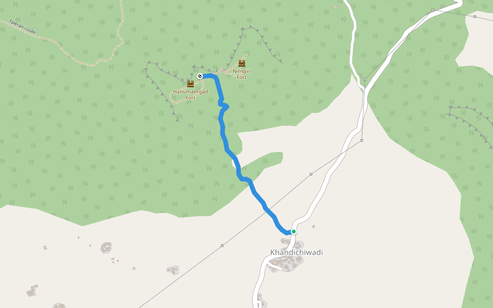 Hanumantgad and Nimgiri fort walking route map in Khandichi Wadi