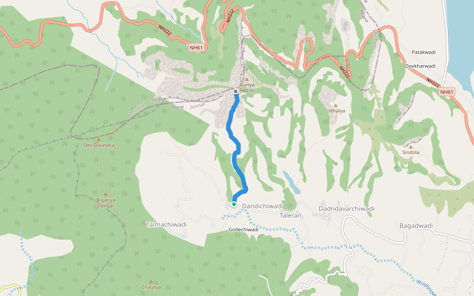 Nisanicha dara walking route map in Kokatewadi