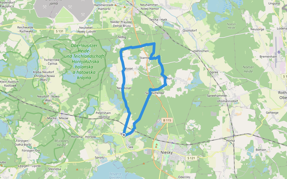 Heiderundweg walking route map in Niesky
