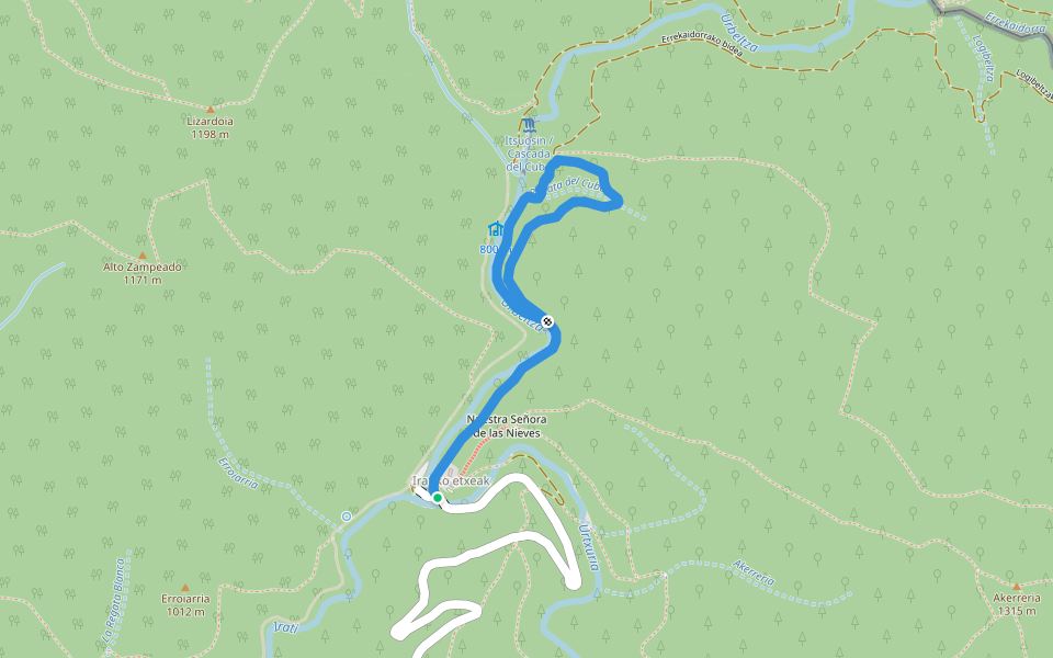 Urbeltza ibaiaren bide-zidorra / Senda del río Urbeltza walking route map in Ochagavía
