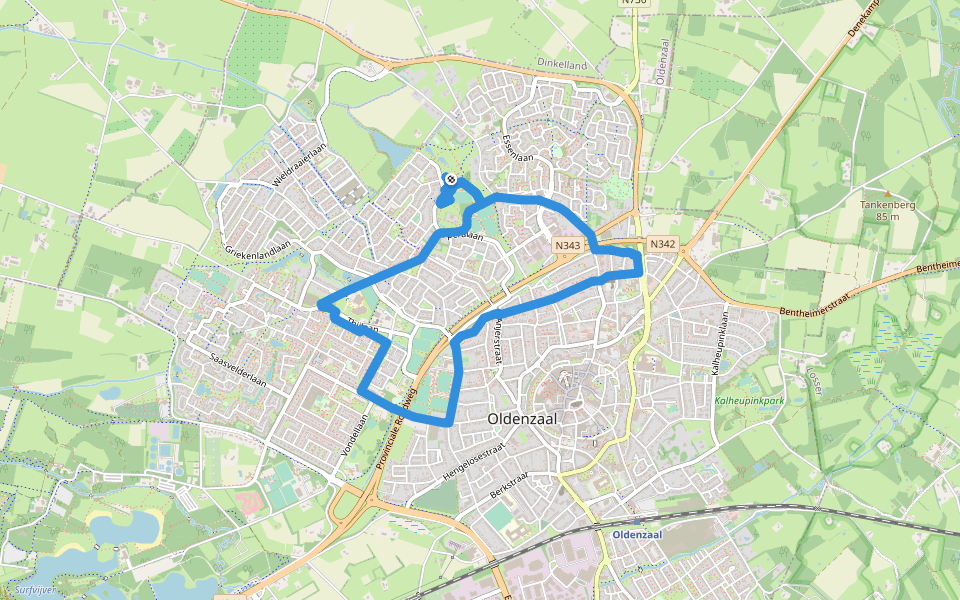 WNW Twente- Graven Es - paarse route walking route map in Oldenzaal