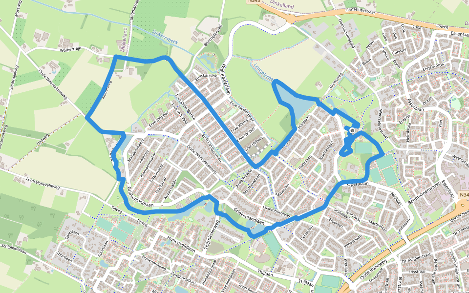 WNW Twente- Graven Es - rode route walking route map in Oldenzaal