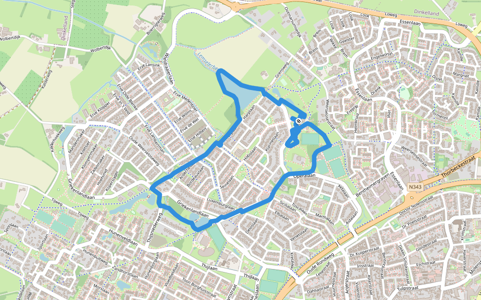 WNW Twente- Graven Es - blauwe route walking route map in Oldenzaal