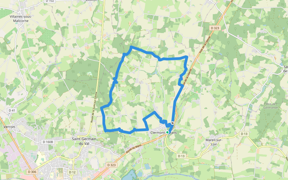 Clermont-Créans - le grand tour walking route map in Clermont-Créans