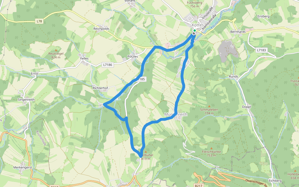 Da stoanige Weg - Eisen-Route walking route map in Kottes