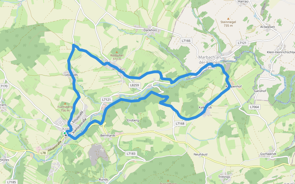 Da stoanige Weg - Marmor Route walking route map in Kottes