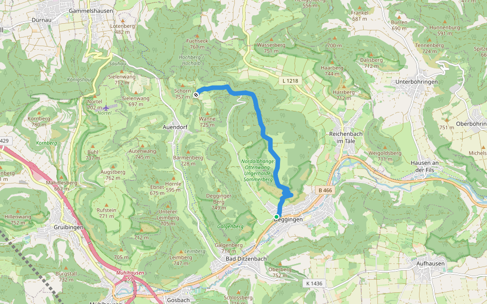 Deggingen - Nordalb - Hochalb walking route map in Deggingen