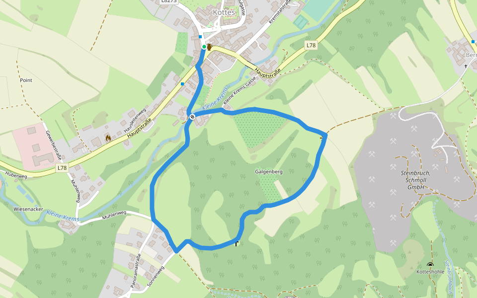 Galgenbergweg walking route map in Kottes