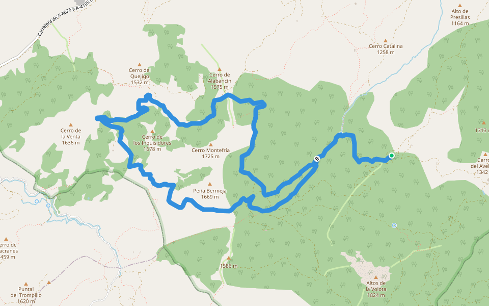 PR-A 422 Solana del Gato walking route map in La Peza