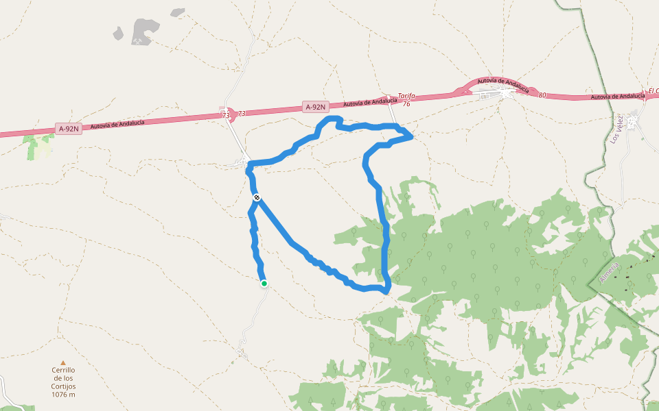 PR-A 417 El Malagón walking route map in Cúllar