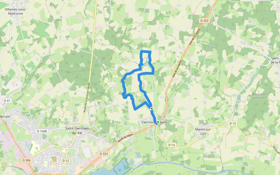 Clermont-Créans - le centre walking route map in Clermont-Créans