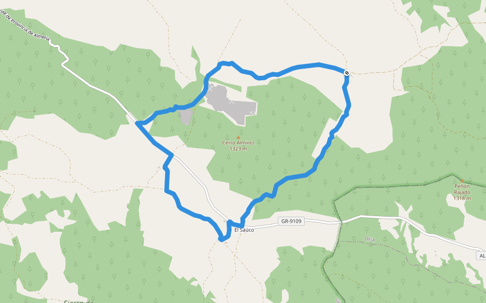 PR-A 416 Sauco - El Madroñal walking route map in Cúllar
