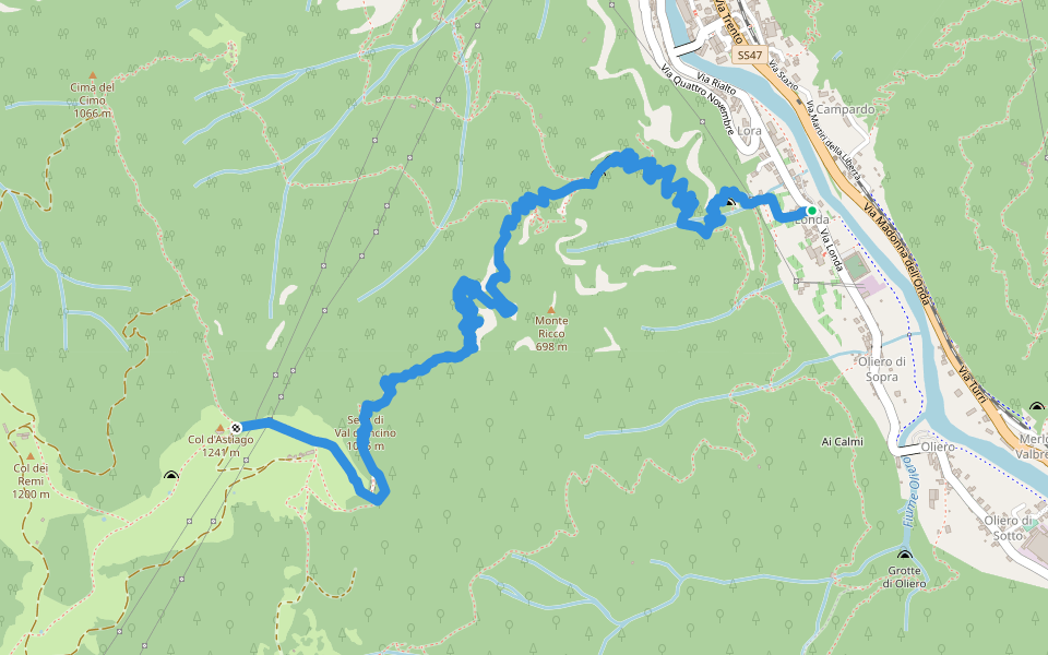 Sentiero del Vu walking route map in Valbrenta