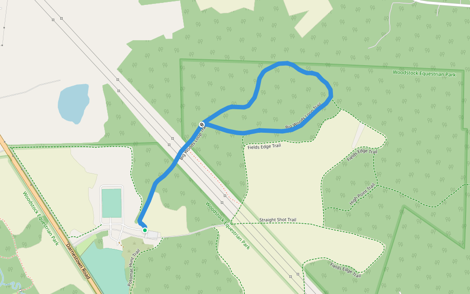Big Woods Trail walking route map in Dickerson
