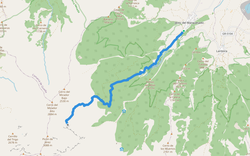 PR-A 344 Solidario El Avión walking route map in Jerez del Marquesado