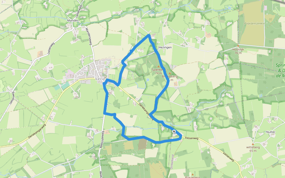 WNW Twente - Hazelbekke/Tutenberg/Vasse - oranje route walking route map in Nutter