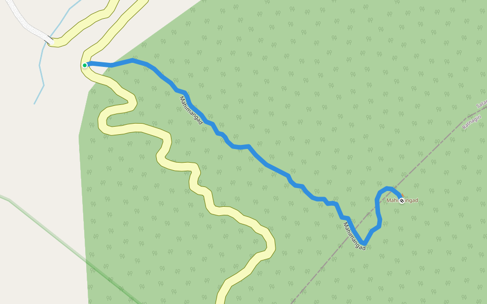 Mahimangad walking route map in Met shindi