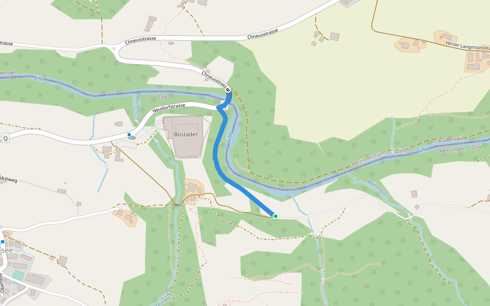 Nättenbach - Finsterseebrugg walking route map in Finstersee