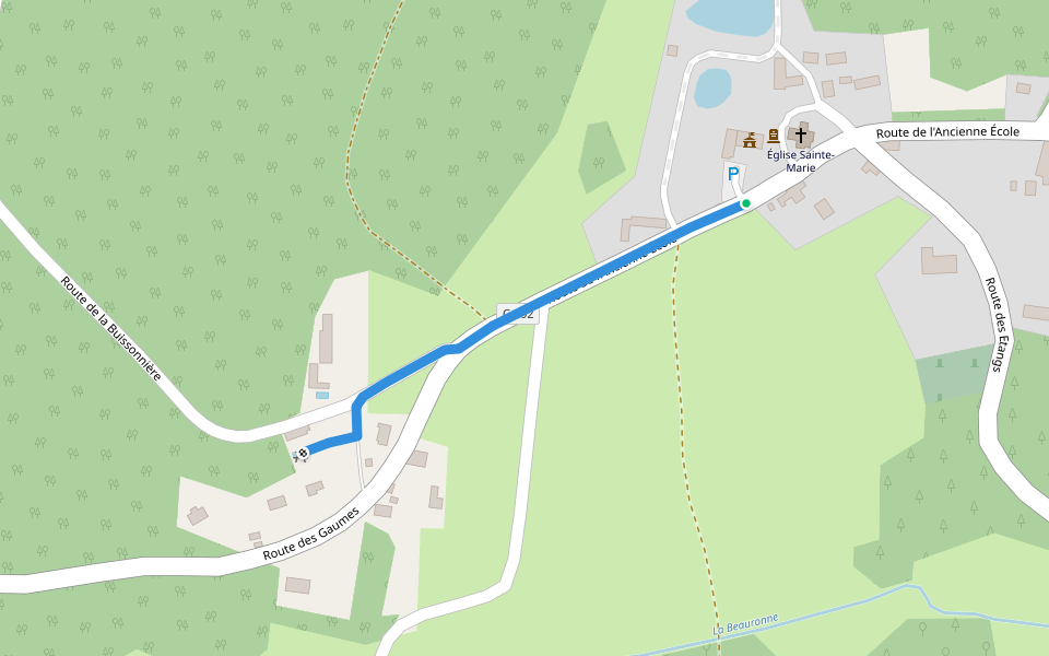 La Fontaine Saint-Pierre walking route map in Église-Neuve-d'Issac