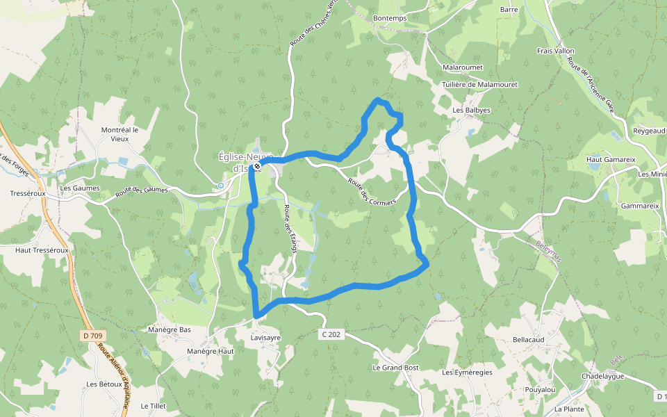 Boucle de Joan d'Ors walking route map in Église-Neuve-d'Issac