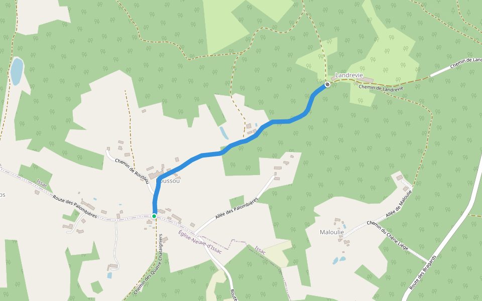 Liaison Bourgnac - Issac - Eglise-Neuve-d'Issac walking route map in Église-Neuve-d'Issac