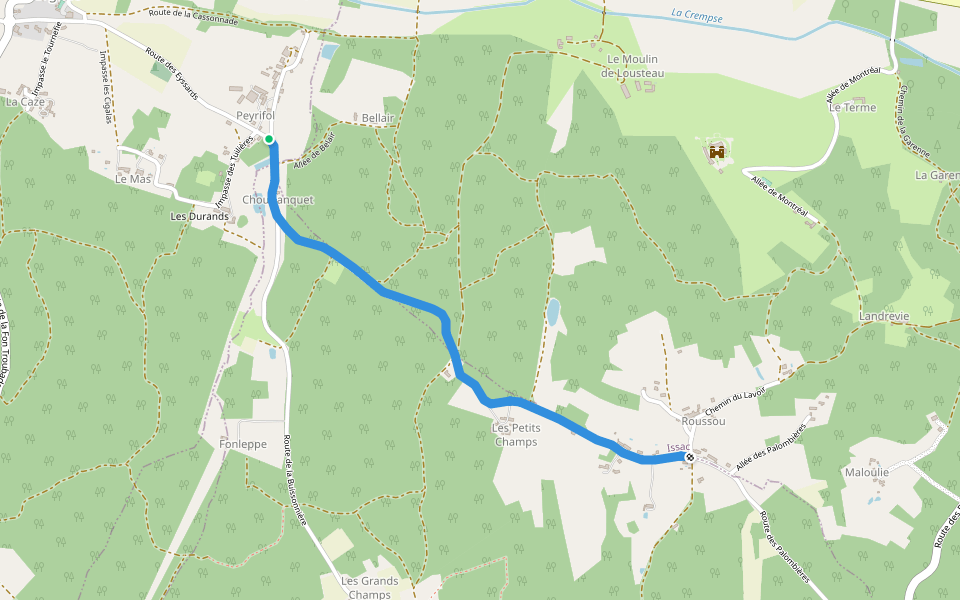 Liaison Bourgnac - Issac - Eglise-Neuve-d'Issac walking route map in Bourgnac