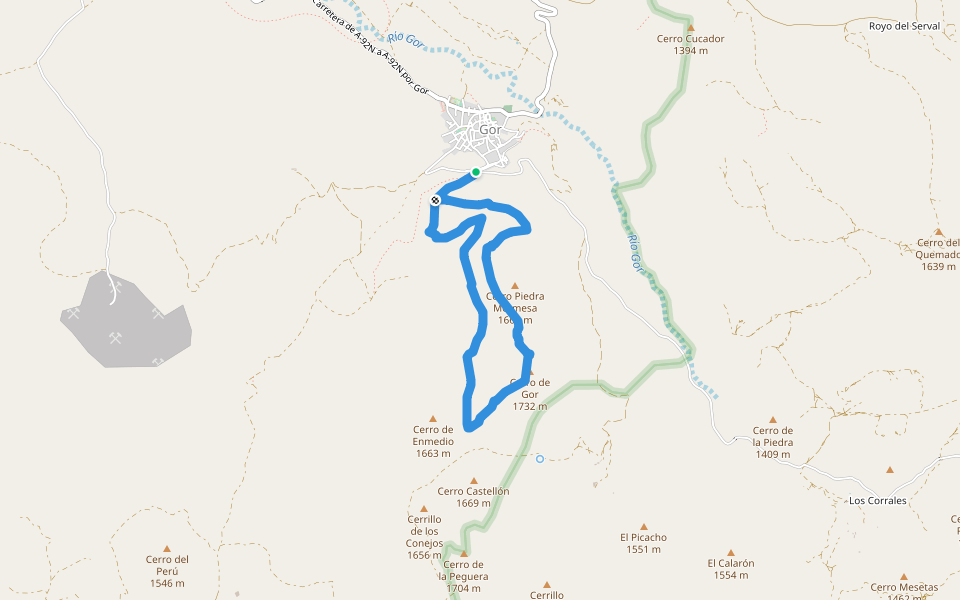 PR-A 115 Gor - Cerro de Gor walking route map in Gor