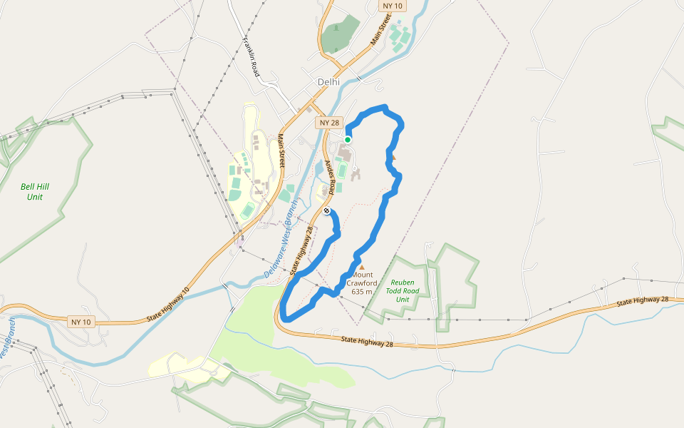 Gribley Trail walking route map in Delhi