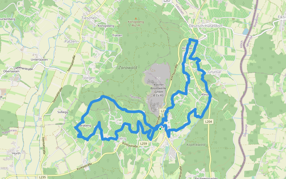 Klöcher Traminerweg walking route map in Klöch