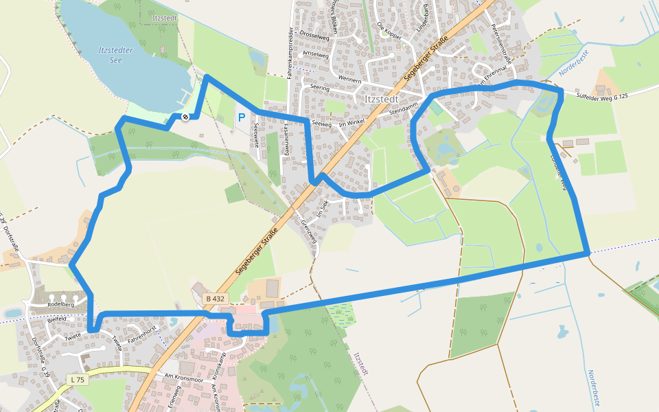 Naturlandschaft pur: Wiesen, Knicks und Moore, Itzstedt walking route map in Itzstedt