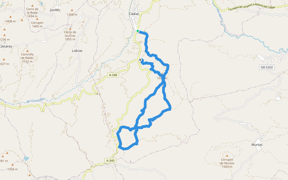 PR-A 32 La Contraviesa walking route map in Cádiar