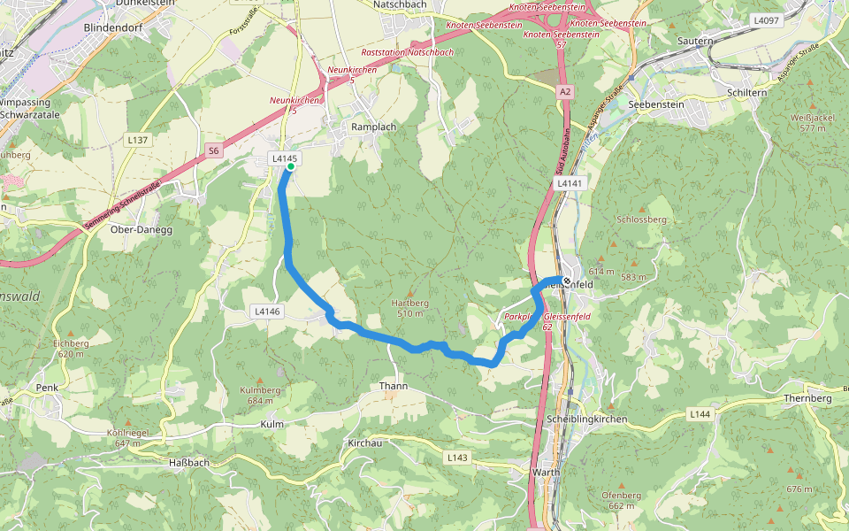 Gleißenfeld - Witzelsberg - Hafning - Wartmannstetten walking route map in Wartmannstetten
