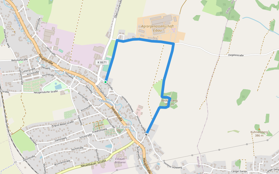OL-Höhenringweg Eibau walking route map in Kottmar