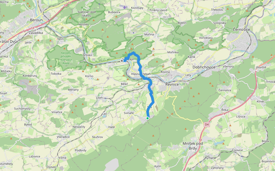 [Ž] Karlštejn - Halouny walking route map in Svinaře