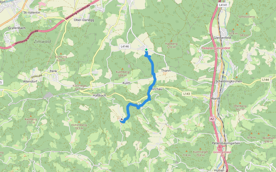Hafning - Kirchau - Molfritz walking route map in Hafning