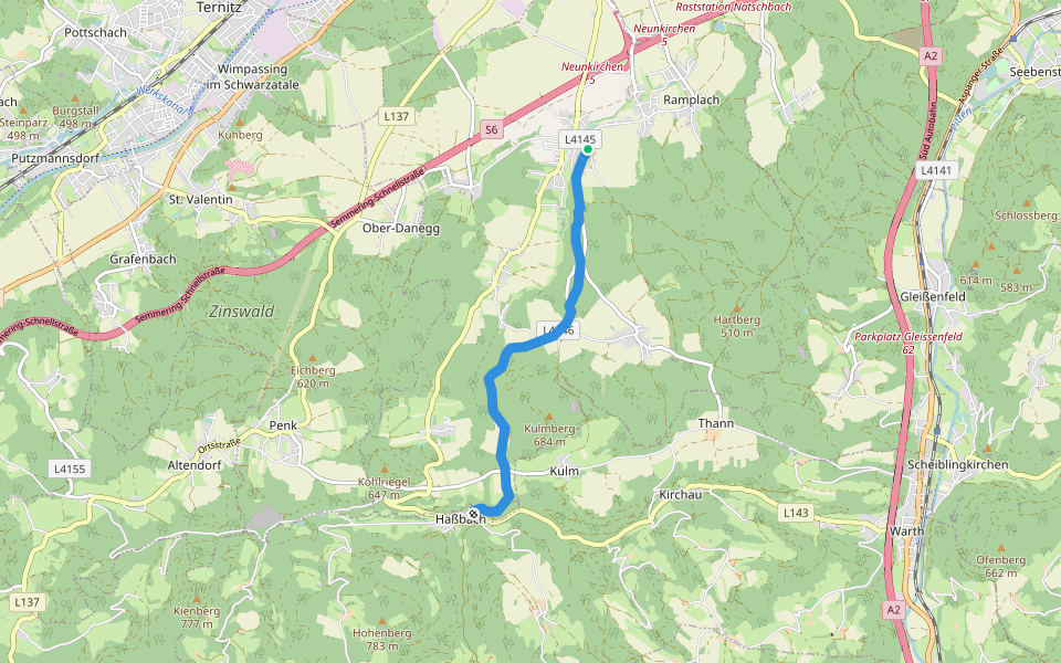 Wartmannstetten - Weibnitz - Haßbach walking route map in Wartmannstetten