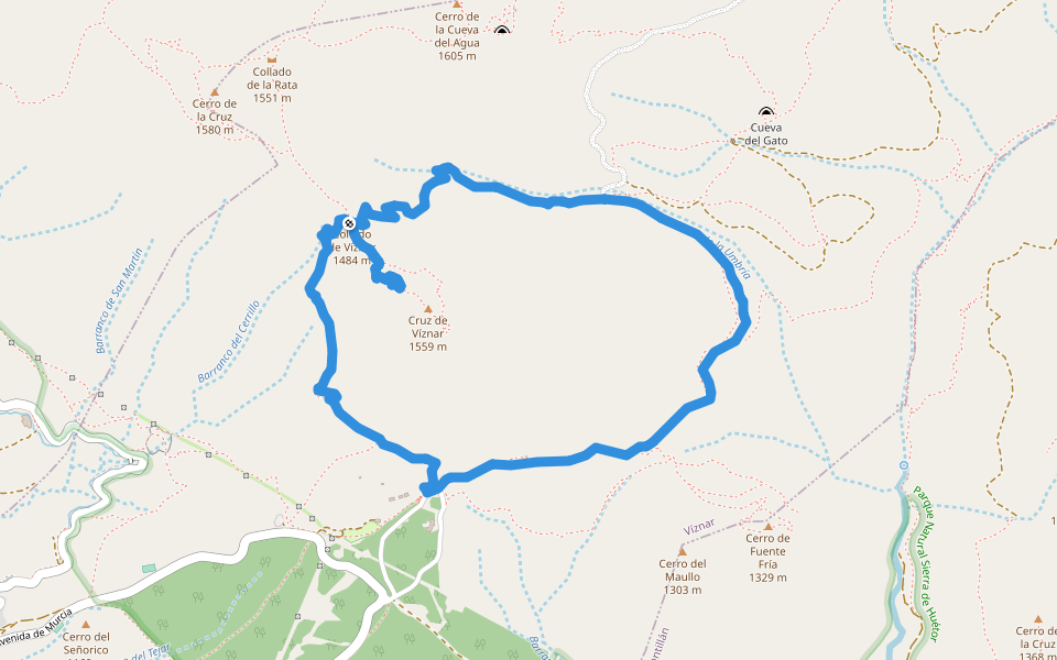 SL-A 123 Cruz de Víznar walking route map in Víznar
