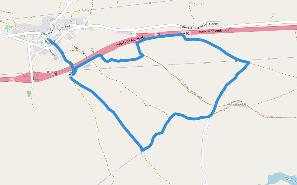 SL-A 189 Llanos de Diezma walking route map in Diezma