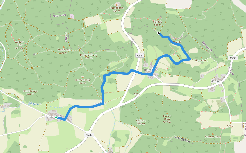 Rotpunkt walking route map in Birgland