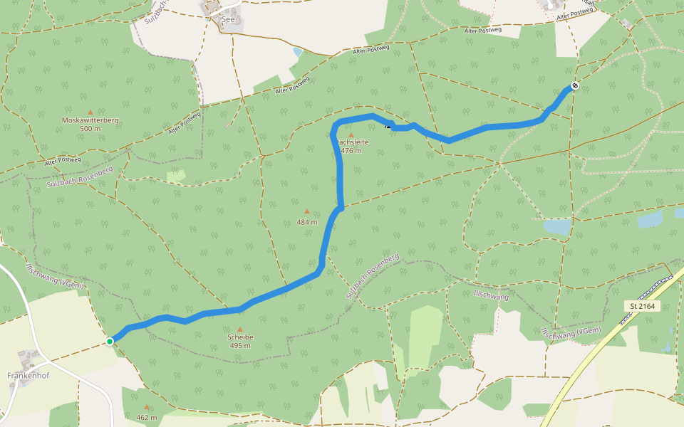 Dachsleitensteig walking route map in Illschwang
