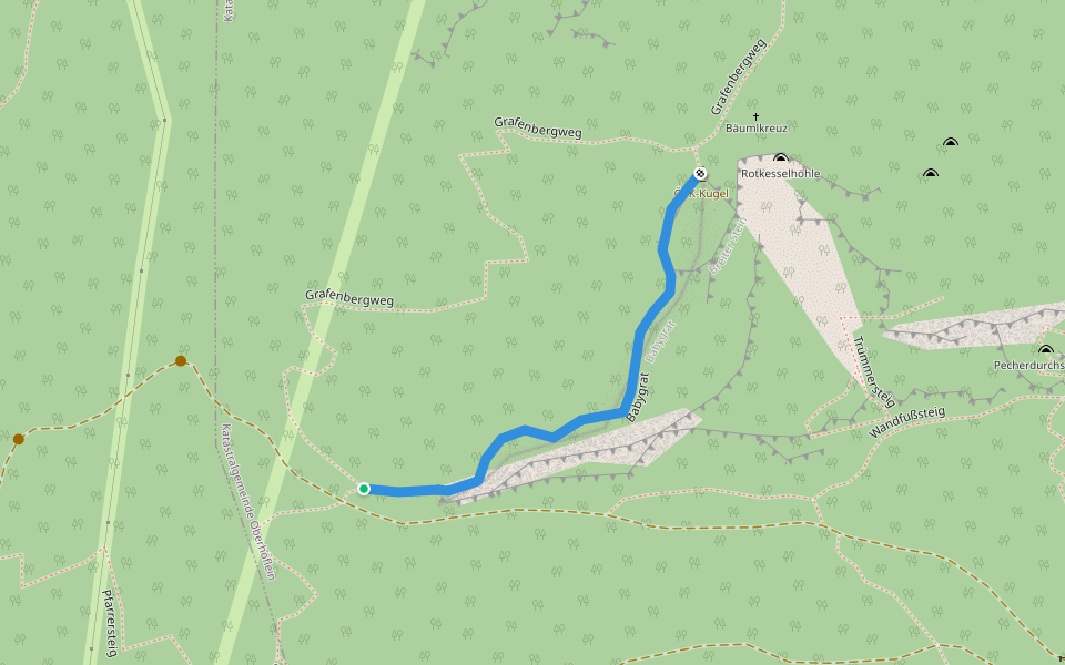 Babygrat walking route map in Seiser Toni